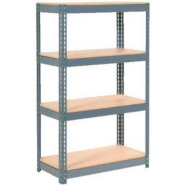 Global Equipment Extra Heavy Duty Shelving 36"W x 12"D x 60"H With 4 Shelves, Wood Deck, Gry 601878